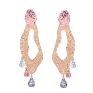 Gold and Rose Gold Liquid Abstract Dangle Earrings